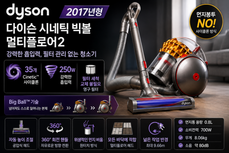 다이슨 유선청소기 시네틱 빅볼 멀티플로어2 리뷰｜250W  Cinetic 스펙·장단점