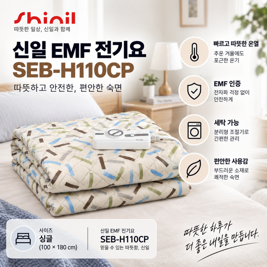 신일 EMF 전기요 SEB-H110CP 싱글 더블 1인용 2인용 매트 제품 이미지