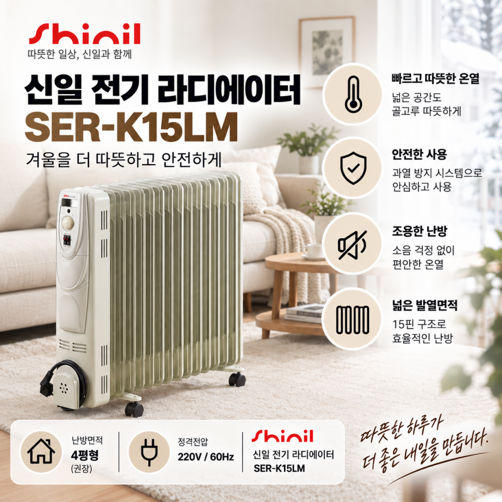 신일 전기 라디에이터 난로 SER-K30LM 제품 이미지
