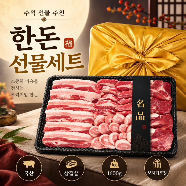 티라노축산 한돈 선물세트 1.6kg 삼겹살 목살 구이 모듬 추석 명절 선물