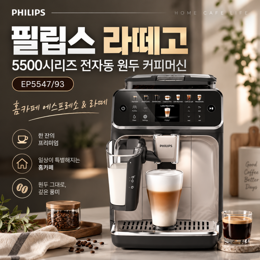 필립스 라떼고 5000 5500 EP5547/93 전자동 원두 커피머신 15bar 제품 이미지