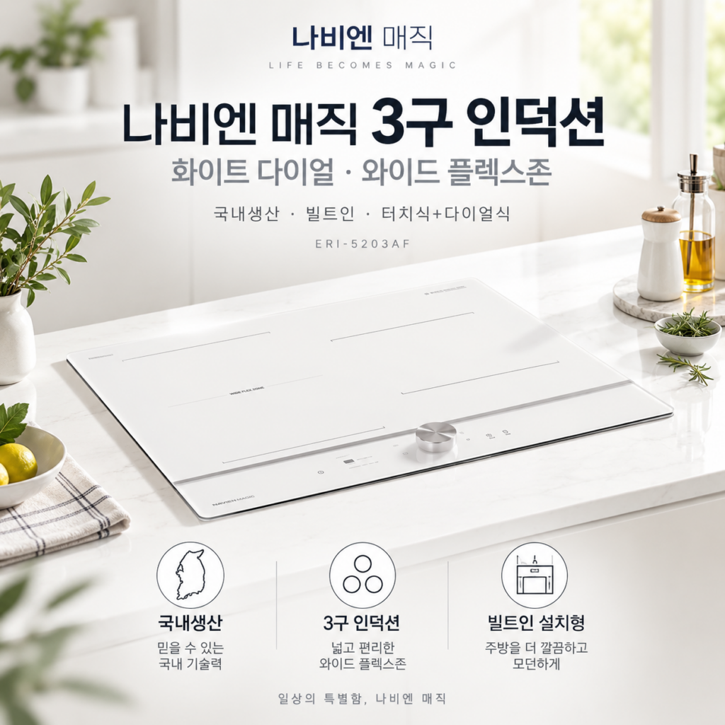 경동 나비엔 인덕션 3구 ERI-5203AF 베이지 제품 이미지