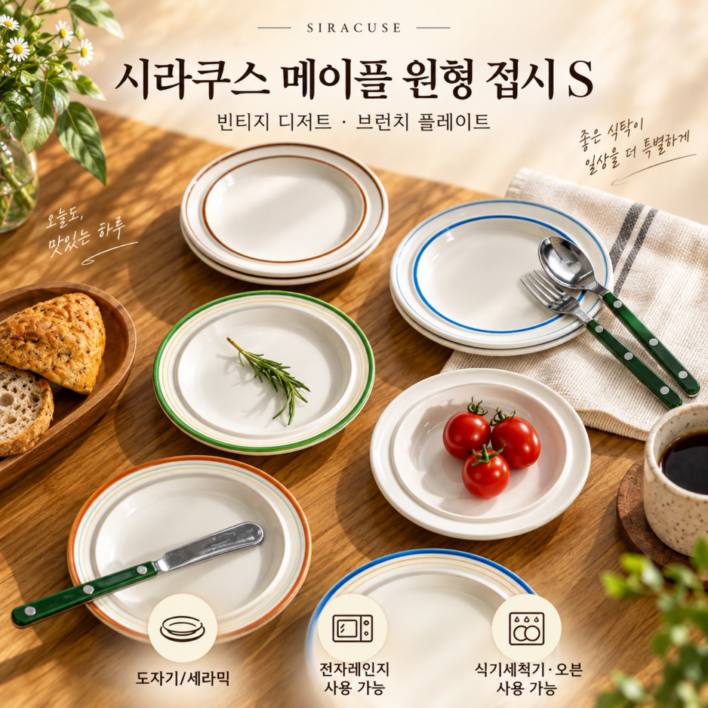 시라쿠스 메이플 원형 접시 그릇 세트 제품 이미지